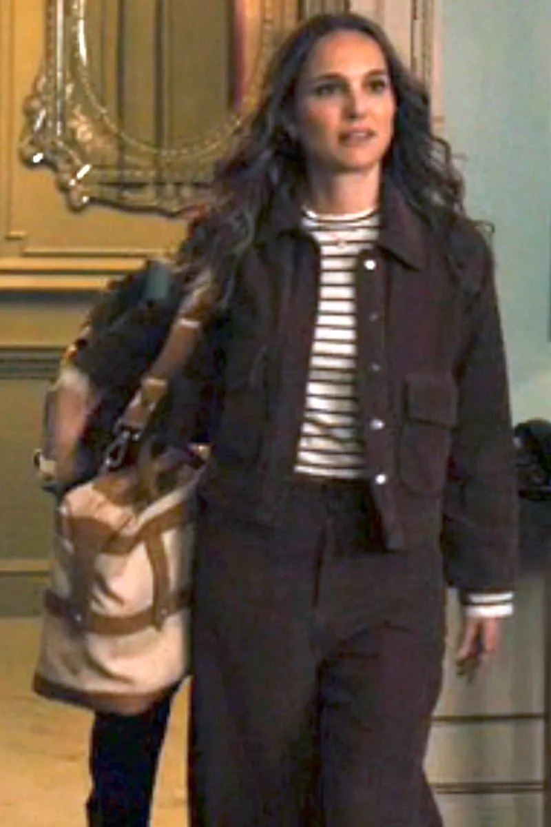 A still from Fountain of Youth: Natalie Portman walking with a Paravel weekender over her shoulder.